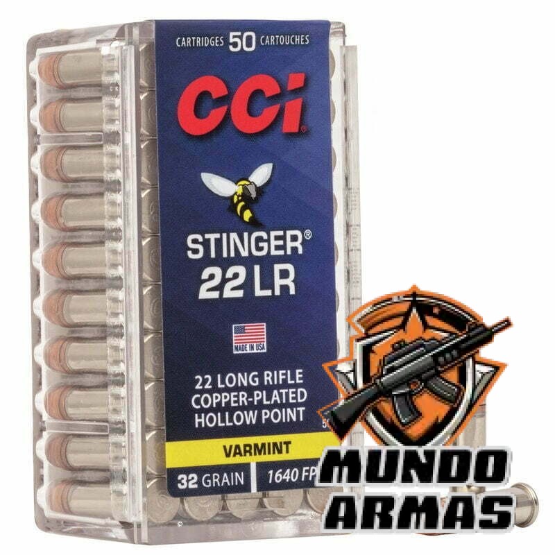 Munição CCI 22LR Stinger HP 32 Grains – Cx 50 Munição CCI 22LR Stinger HP 32 Grains – Potência Superior